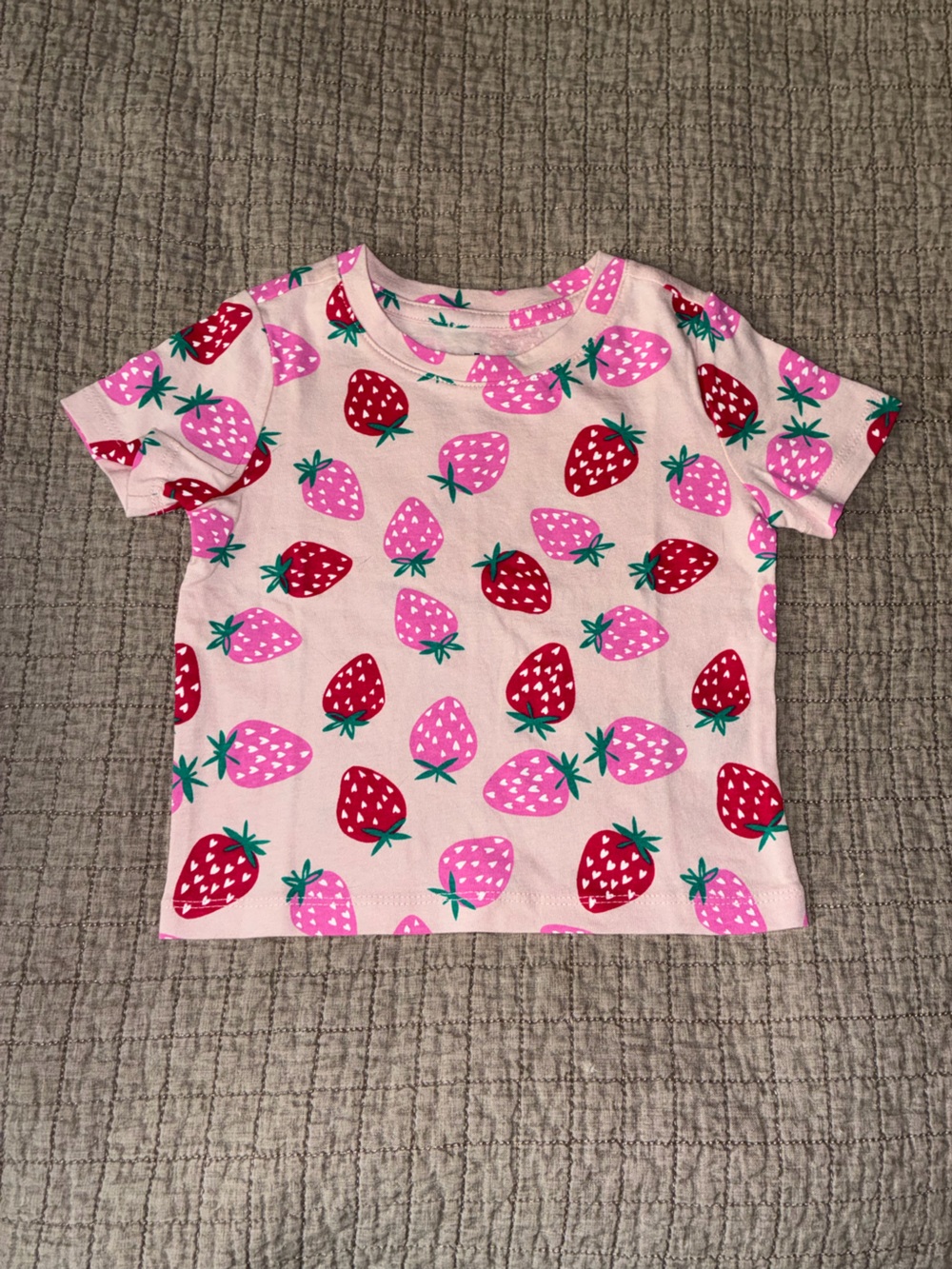 GAP Pink Strawberry Print Short Sleeve Pajama Top